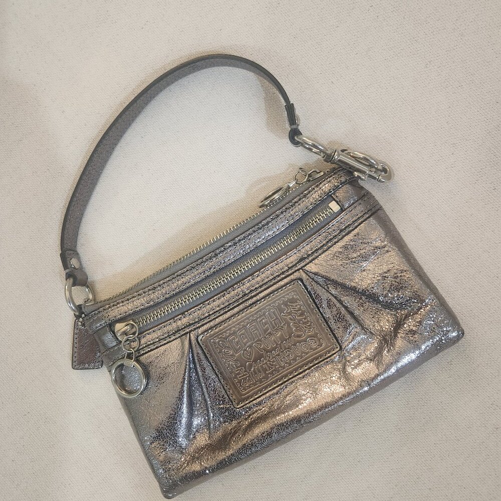 Coach Poppy Silver Metallic Small Purse